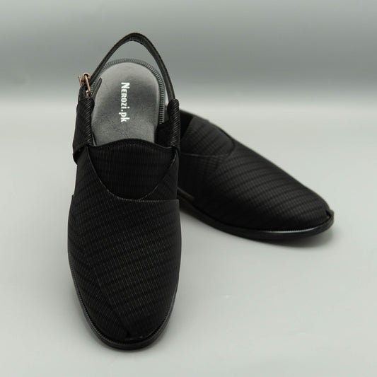 Textured Black Casual Sandals