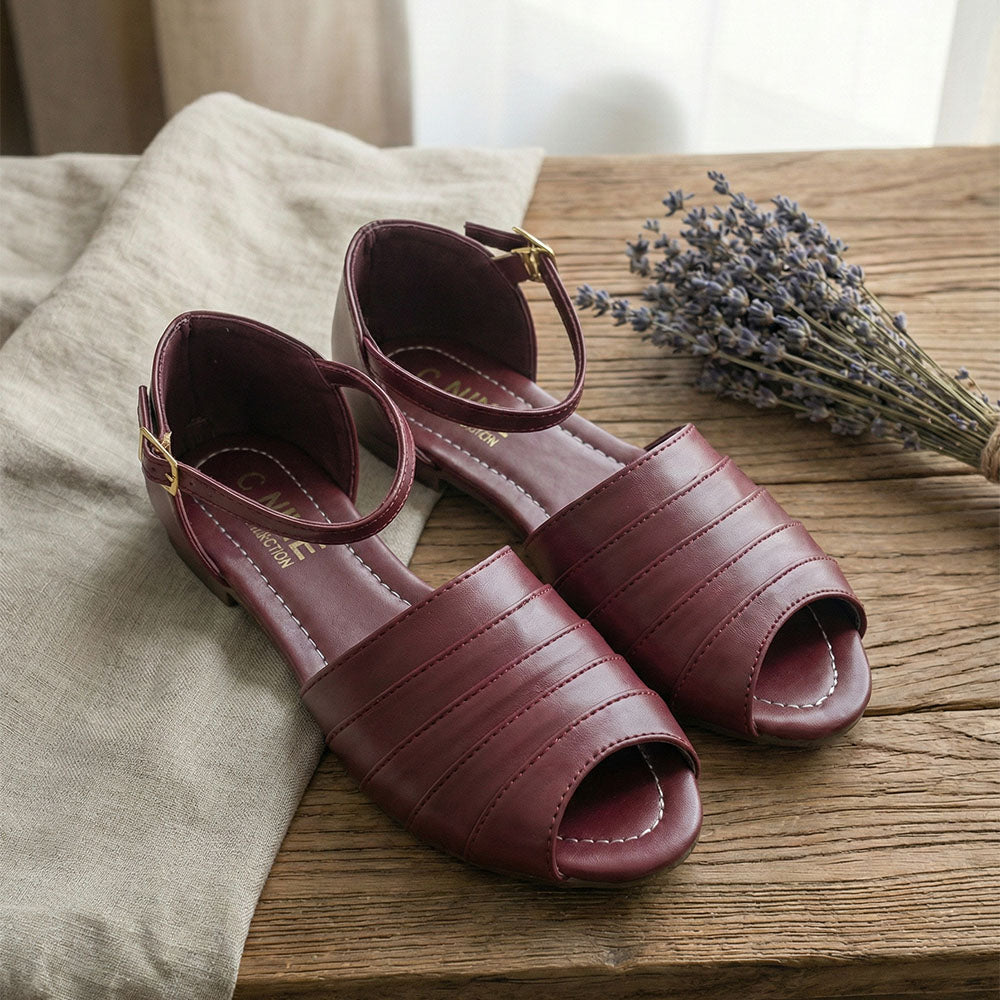 Dark Red Color Sandals Ladies Premium Collection by Douce