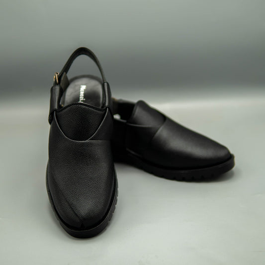 Noir Textured Deep Black Sandals