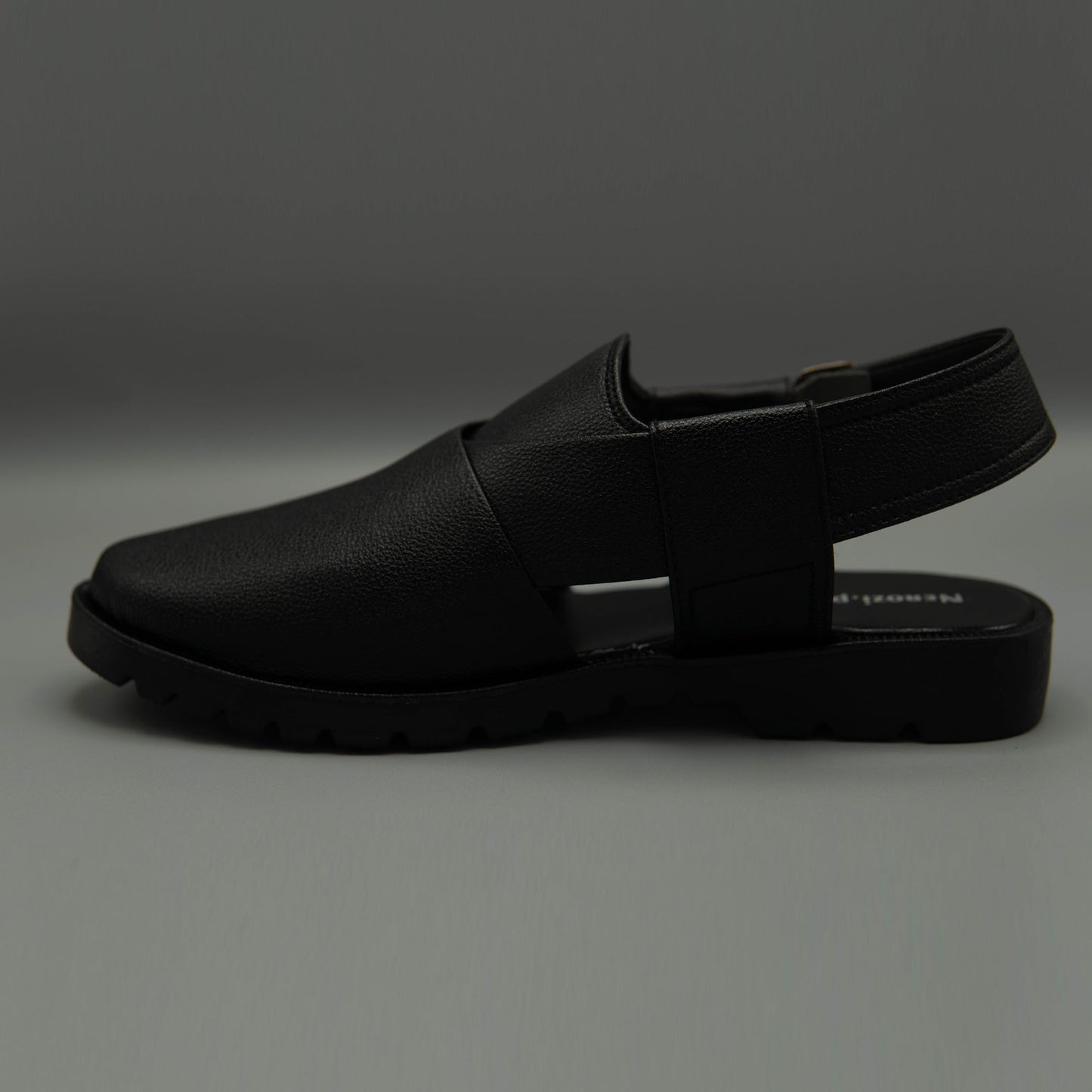 Noir Textured Deep Black Sandals