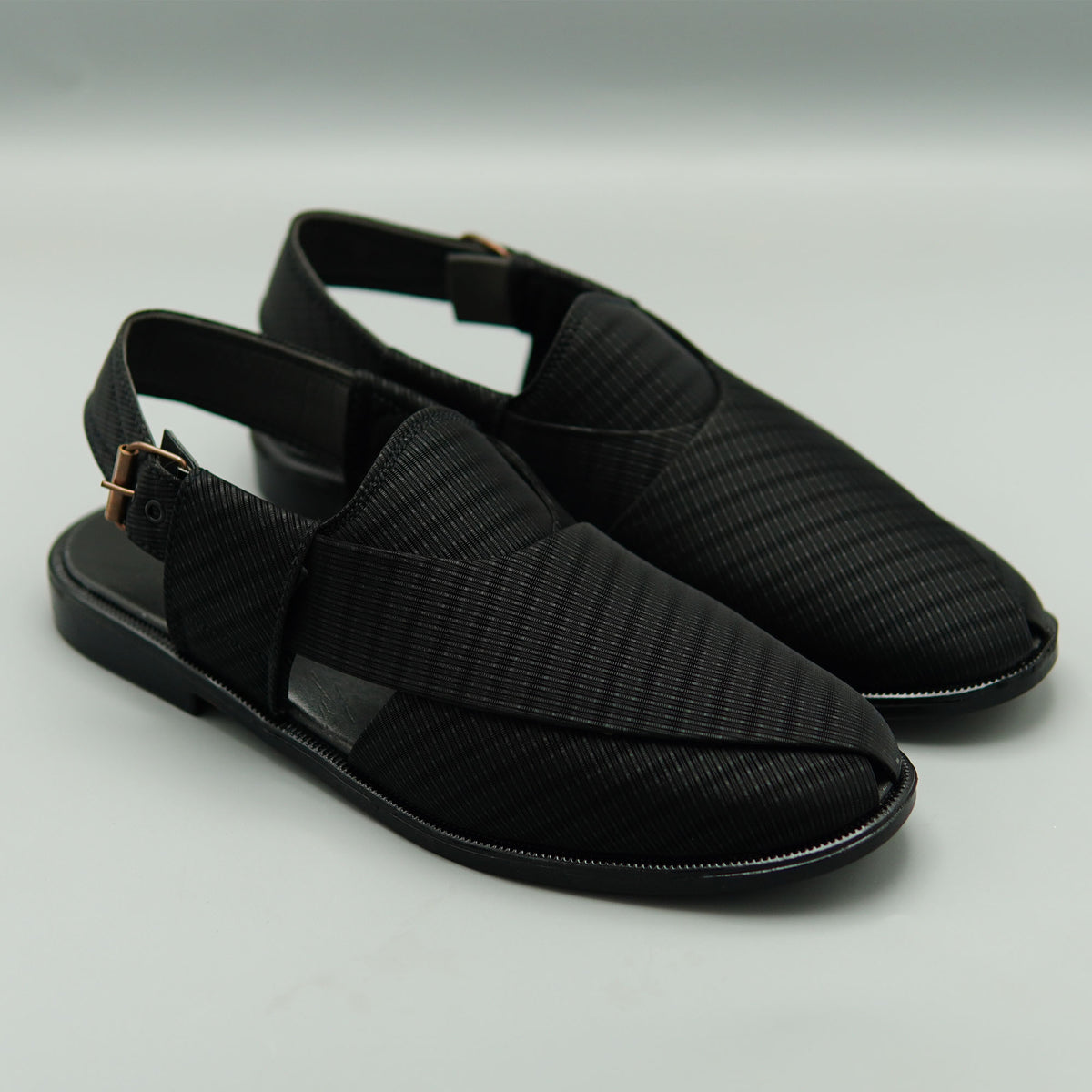 Textured Black Casual Sandals