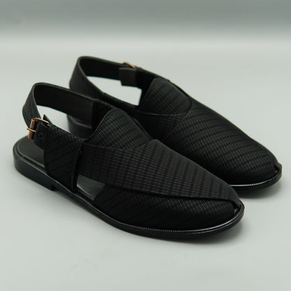 Textured Black Casual Sandals