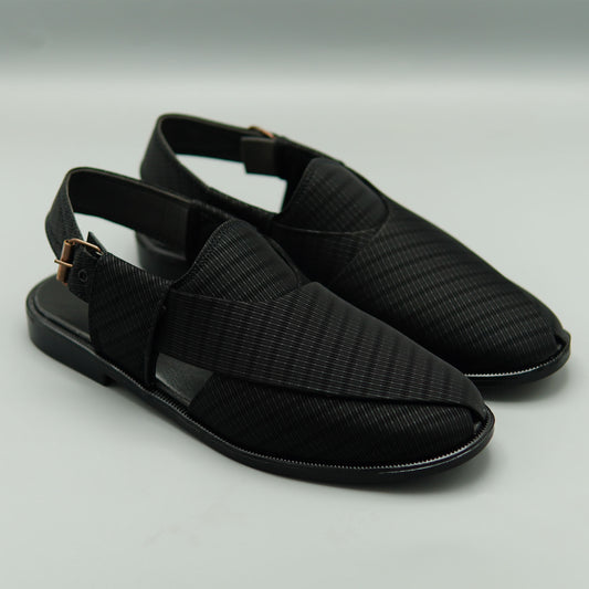 Textured Black Casual Sandals
